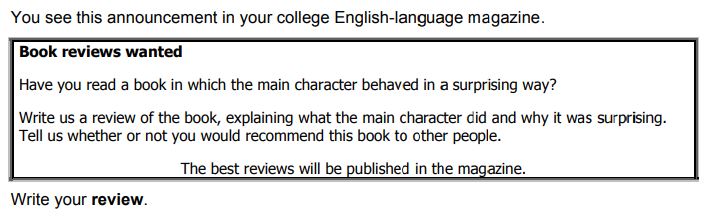 Example of a review task in Cambridge B2 First
